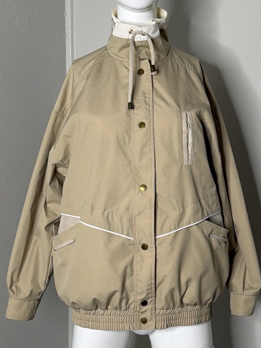 Current Seen Women’s Beige Bomber Jacket - Lightweight Casual Coat No Tag